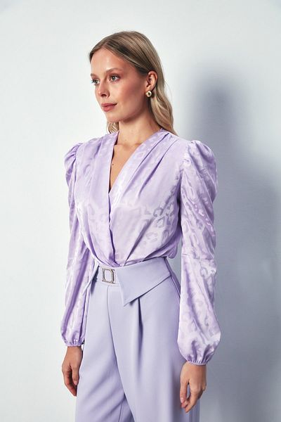 Sateen Двуредно шарено боди блуза - LILA