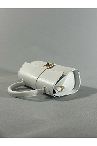 RumyaCollection Women's Mini Cross Strap Buckle Closure Hand and Shoulder Bag White