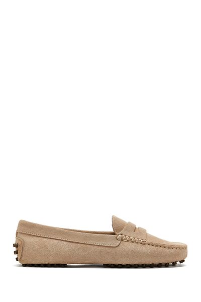 Derimod Mocasini de dama din piele intoarsa bej 25sfd 290310