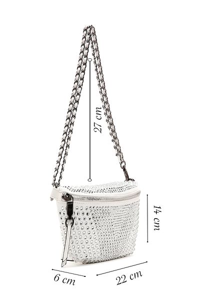 Derimod Geantă de damă, albă, cu curea lungă, Stone Crossbody 25SBD2400TS