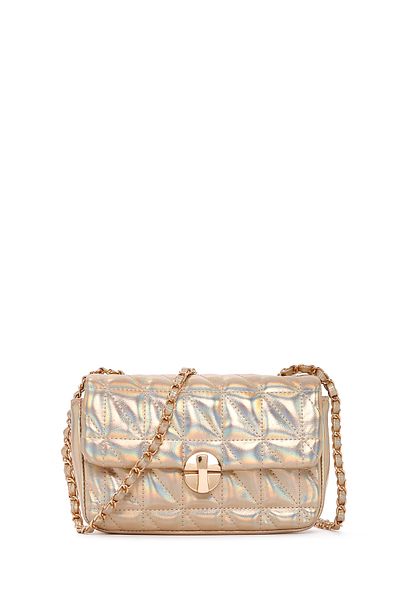 Derimod Women's Gold Long Strap Quilted Crossbody Bag 25Sbd2917Kp