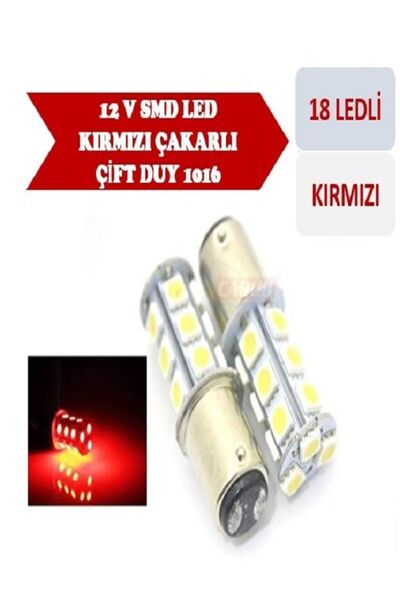 Genel Markalar Çakar Ledli Stop Ampulü Fren Lambası 18 Led Kırmızı Çift Duy 1016