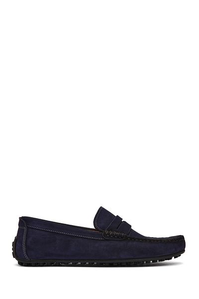 Derimod Men's Navy Blue Nubuck Leather Casual Loafer 25Sfd7545V3