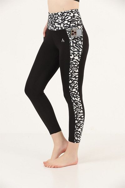 missmaral Women's Tights Black Leopard High Waist Recovery Double Pocket Comfort & Sport 1059