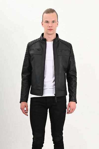 ALİN Sandor Men's Black Genuine Leather Jacket Size Measurements Visually