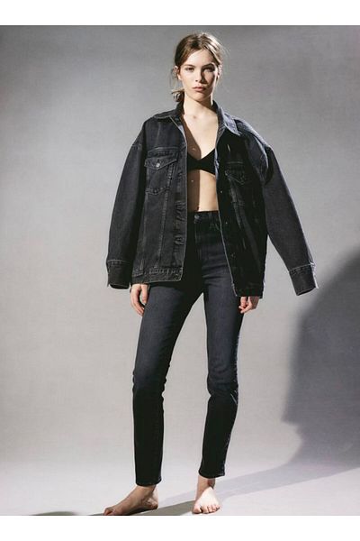 Glam Fashion Lycral High Waist Memory Denim Pants Black