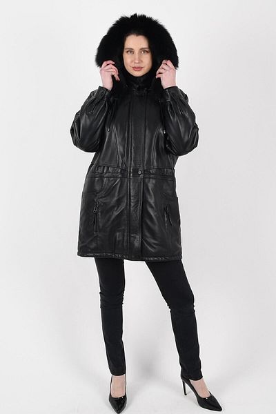 ALİN Bridget Women's Black Hooded Shearling Genuine Leather Coat Size Measurements Visual