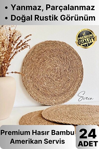 Svein 24 τεμαχίων Premium στρογγυλό ψάθινο μπαμπού American Service Πλεκτό Su...