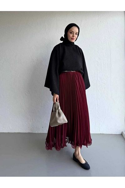 MODA VEDAT Fusta de damă din șifon cu căptușeală lungă
