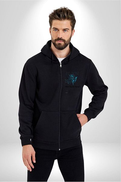 Soufeel Pencil Butterfly Blooming Flower Women's Men's Printed Zippered Hooded Cardigan Sweatshirt