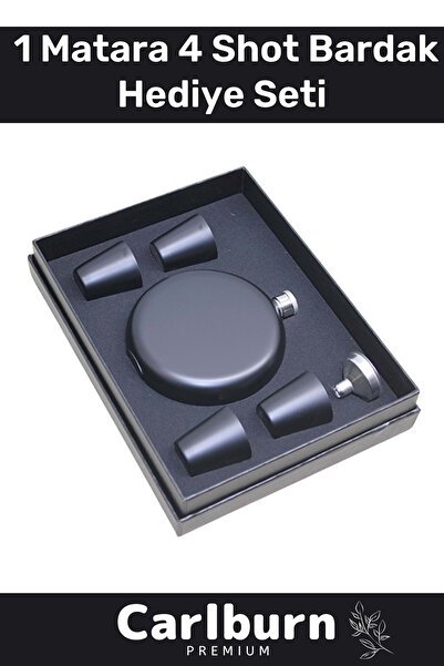 Carlburn Özel Üretim Uzun Süre Soğuk Tutan Kahve Çelik Kutulu 1 Matara 4 Shot...
