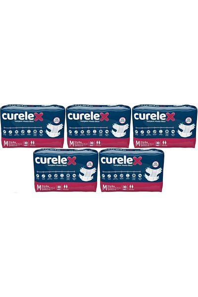 Curelex حفاضات للكبار بشريط الخصر - مقاس متوسط متوسط 150 قطعة عبوة مفردة (5PK*30)
