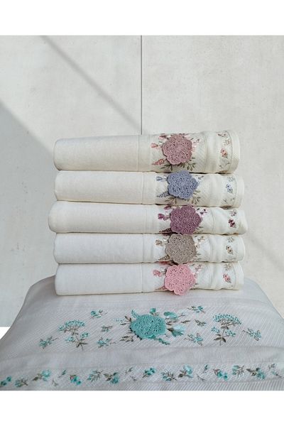 Fiesta Velvet Dual Border 3D Κεντημένο 100% Βαμβάκι 6 Τεμάχια 30x50 cm Πετσέτα κουζίνας