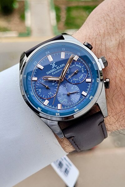 Daniel Klein Kadranı Mavi Kordonu Kahverengi Renk Iç Göstergeleri Aktif Erkek...
