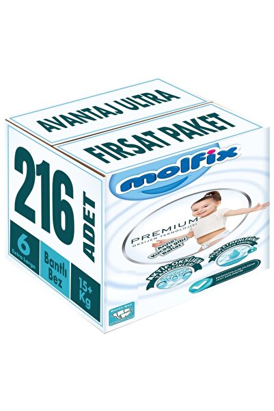 Molfix Premium Bebek Bezi Beden:6 (15 KG) Extra Large 216 Adet Avantaj Ultra ...