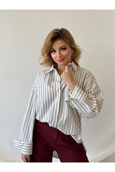 FEHUBLOOM Oversize Çizgili Gömlek