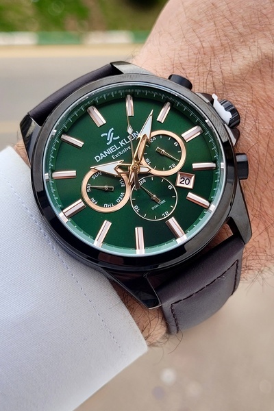 Daniel Klein Kadranı Yeşil Kordonu Kahverengi Renk Ayarlanabilir Kordonlu Fon...