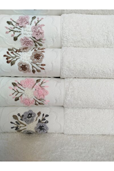 Fiesta Елітний крем ручної роботи з 3D вишивкою, 100% бавовна, 6 штук, 30x50 см, кухонні рушники