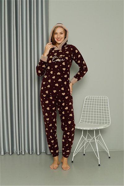 Mestore Fashion Line Welsoft Fleece Women's Hooded Pajama Set 8513