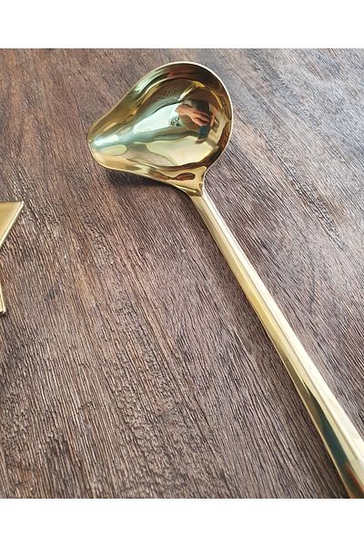 LOVYCO Gold Stainless Steel Duck-Mouthed 30cm Long Handle Sauce Ladle Spoon