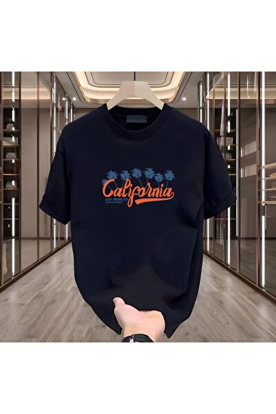 donamod كاليفورنيا مطبوعة التي شيرت الأسود