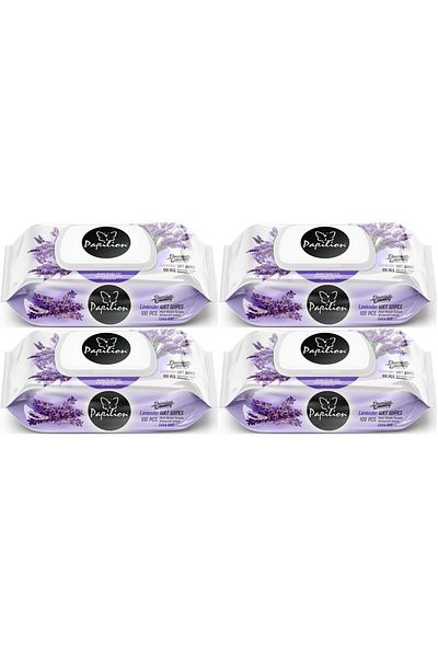 Papilion Wet Towel Wipes 100 Sheets Lavender (Set of 4) 400 Sheets