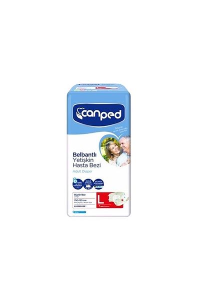 Canped Adult Polyethylene L-Large Patient Diapers - 63 Pieces Large Size (9Pk*7)