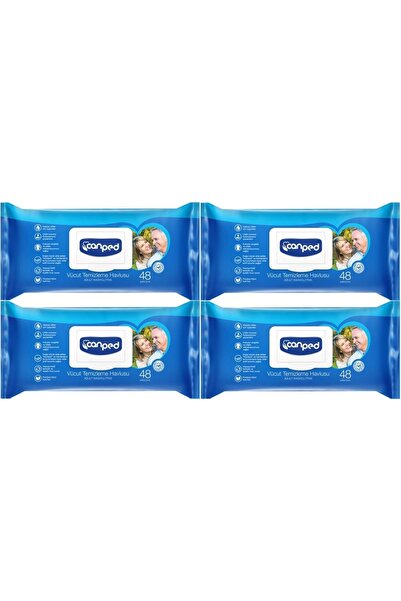 Canped Hasta Vücut Perine Temizleme Islak Mendil Havlu 48 Yaprak Xl (4 LÜ SET...