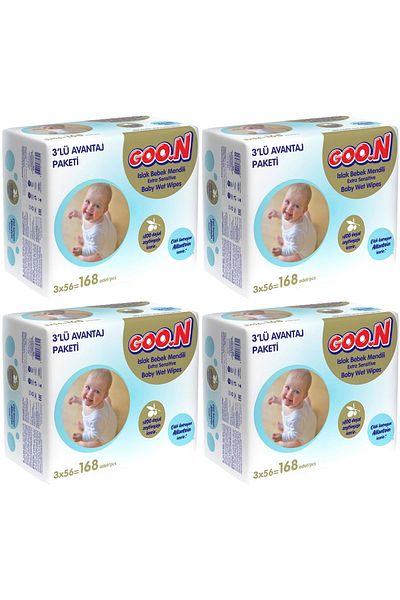 Goo.n مناديل مبللة من جون 56 منديل للبشرة الحساسة، مجموعة من 12 قطعة (4PK*3) 672 ورقة
