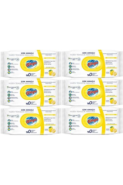 Bingo Clean Surface Cleaning Towel 96 Sheets Lemon Scented Plastic Cover (Set of 6) 576 Sheets
