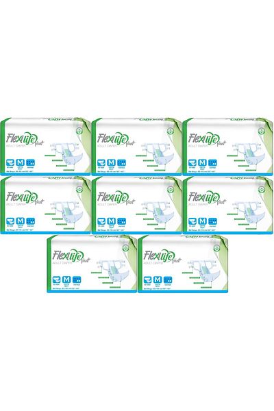 Flexi Life Adult Patient Diapers with Waistband Textile Surface Medium Medium 240 Pieces