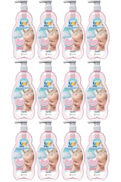 Uni Baby Bebek Kolay Tarama Saç Ve Vücut Şampuanı 700ml (POMPALI) (12 Lİ SET)