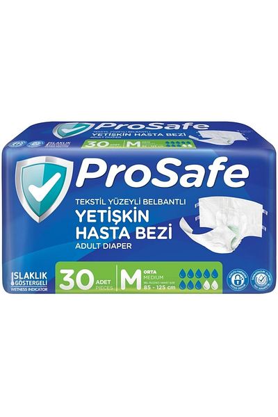 PROSAFE Medium Size Patient Diaper - Adult Textile Surface with Waist Band m Size 150 Pieces (5Pk*30)