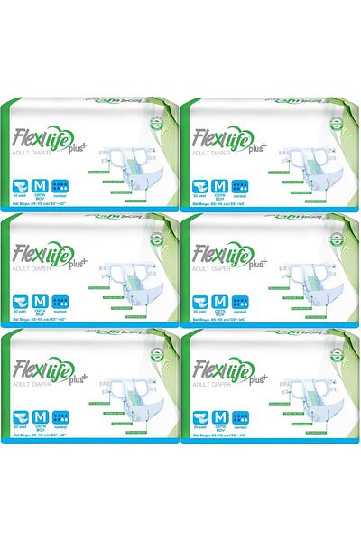 Flexi Life Adult Patient Diapers with Waistband Textile Surface Medium Medium 180 Pieces