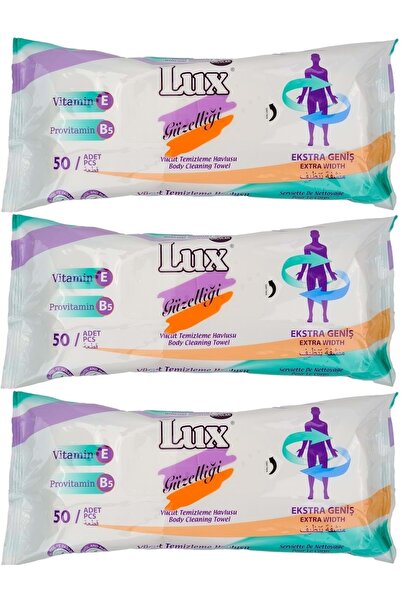 LUX Lüx Hasta Vücut Temizleme Islak Mendil Havlu 50 Yaprak Xl (3 Lü Set)