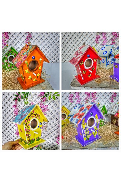 Home 4 قطع عش طائر كبير الحجم، بيت طائر ملون لديكور الحديقة