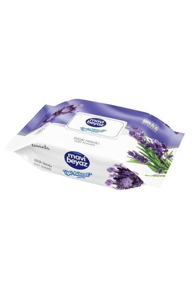 Mavi beyaz 90 Sheets Lavender Wet Towel Wipes - Plastic Cover