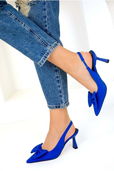 KCMN Feles Kurdela Детальні відкриті туфлі на підборах для жінок MAVİ