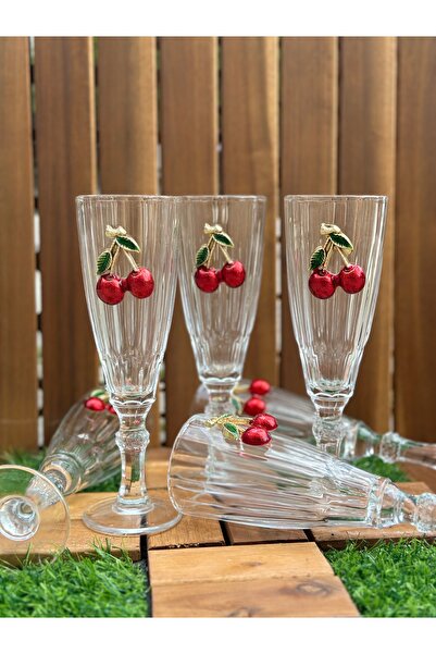 Hediye Köşkü 6 Kişilik Kirazlı Flüt Bardak