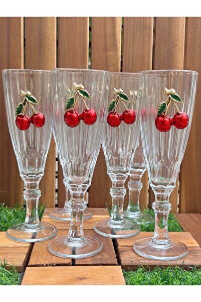 Hediye Köşkü 6 Kişilik Kirazlı Flüt Bardak