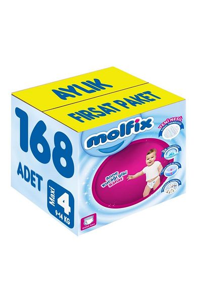 Molfix 9-14KG Baby Diaper Panties - Maxi 168 Pieces, Monthly Offer Package