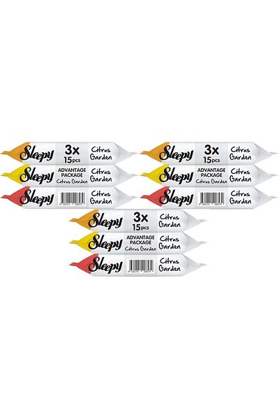 Sleepy 15 Sheets Wet Towel Pocket Wipes - Citrus Garden/Citrus 3Pk*3