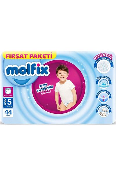 Molfix Size 5 Diaper Panties - 12-17KG Junior 88 Pieces Economic Opportunity Package