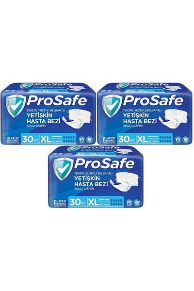 PROSAFE XL Size Extra Large Waist Banded Textile Surface 90 Pieces (3Pk*30) Patient Diapers Adult