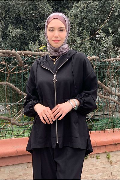 Moda Rosa 25Y2264 Black Jacket Zippered Basic Suit