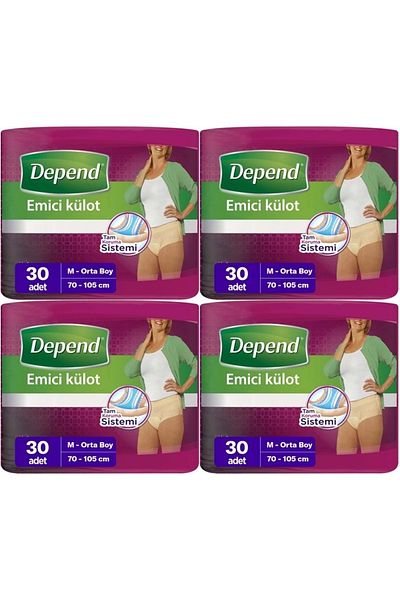 Depend   Bone Panties with Medium Size Diapers 120 Pieces (4Pk*30)