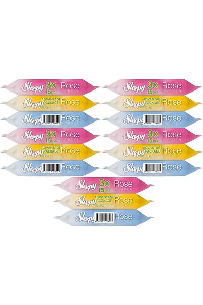 Sleepy Wet Towel Pocket Wipes 15 Sheets (Set of 15) Travel Pk Rose/Garden (5Pk*3) 225 Sheets