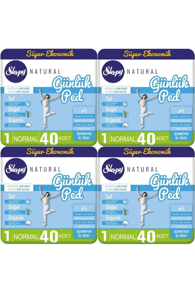 Sleepy Natural Günlük Ped Normal 160 Adet Süper Ekonomik Pk (4PK*40)
