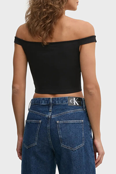 Calvin Klein Streç Logolu Slim Fit Kayık Yaka Top