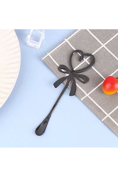 LOVYCO Black Heart Shaped Mini Coffee, Tea Presentation Spoon, Mini Heart Love Spoon 1 Piece